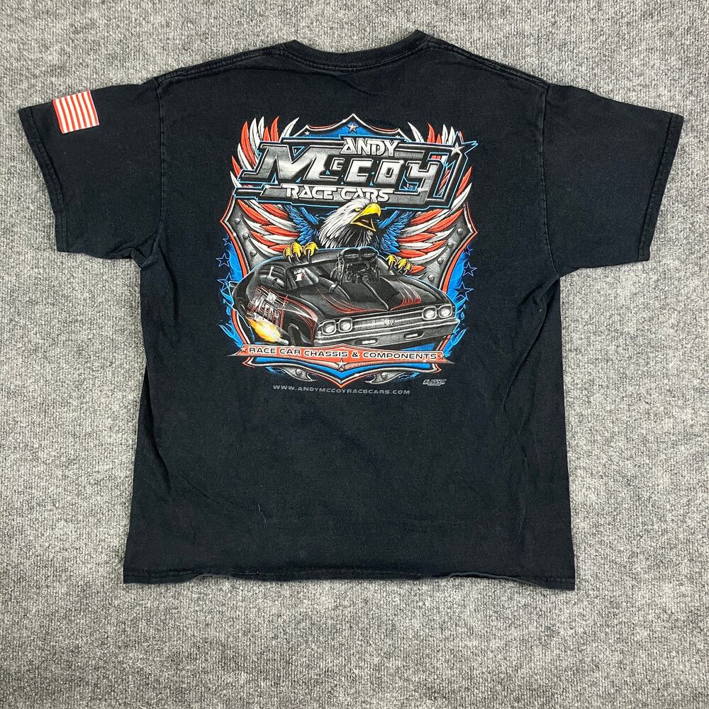 Andy McCoy Race Cars T-Shirt Men's‎ Size M Black Graphic Drag Racing Tee